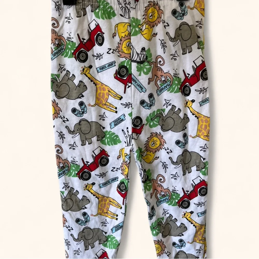 4T (2T Fit) Mon Petit 2 Piece Pajama Set Short Sleeve Pants Safari Animal Print